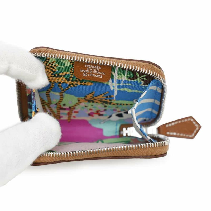 エルメス コインケース アザップコンパクト ミニ シルクイン ゴールド/シルバー金具 エプソン W刻印