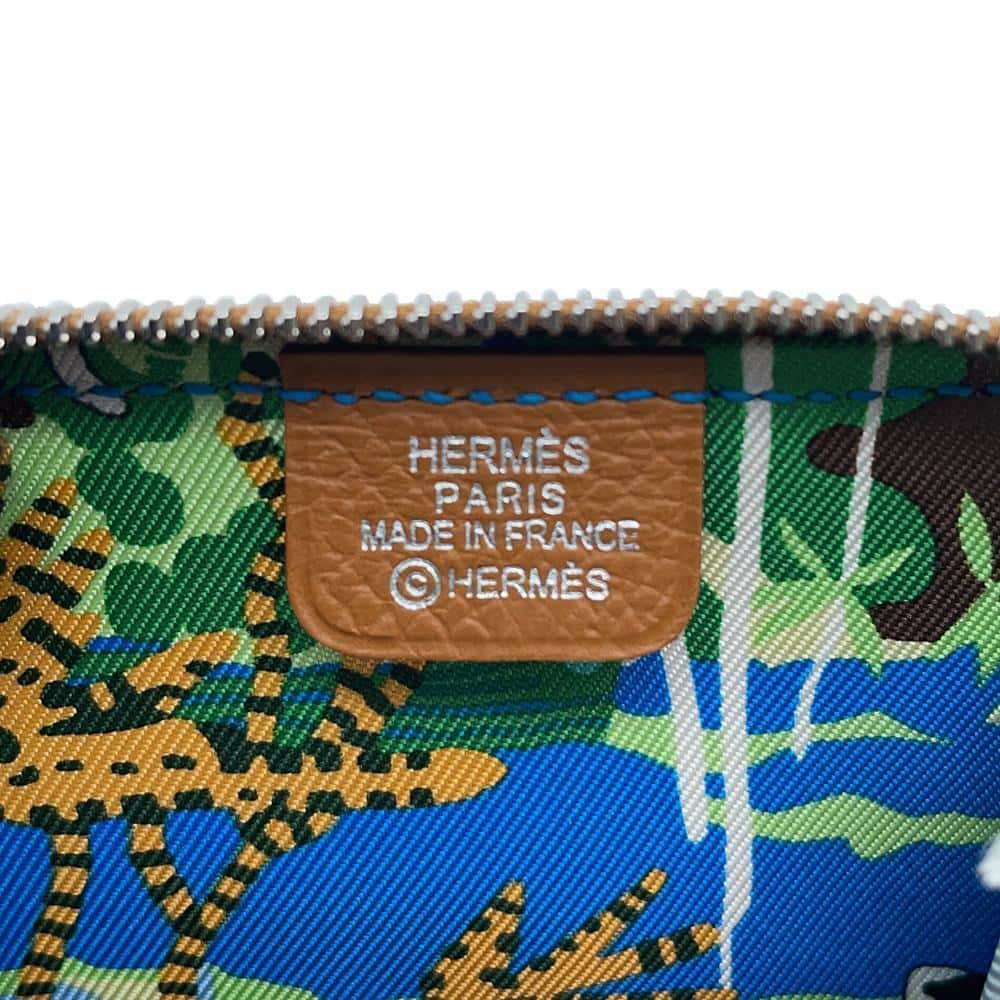 エルメス コインケース アザップコンパクト ミニ シルクイン ゴールド/シルバー金具 エプソン W刻印