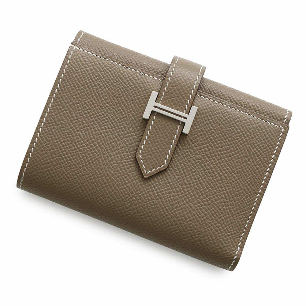 エルメス 三つ折り財布 ベアンコンビネ エトゥープ/シルバー金具 