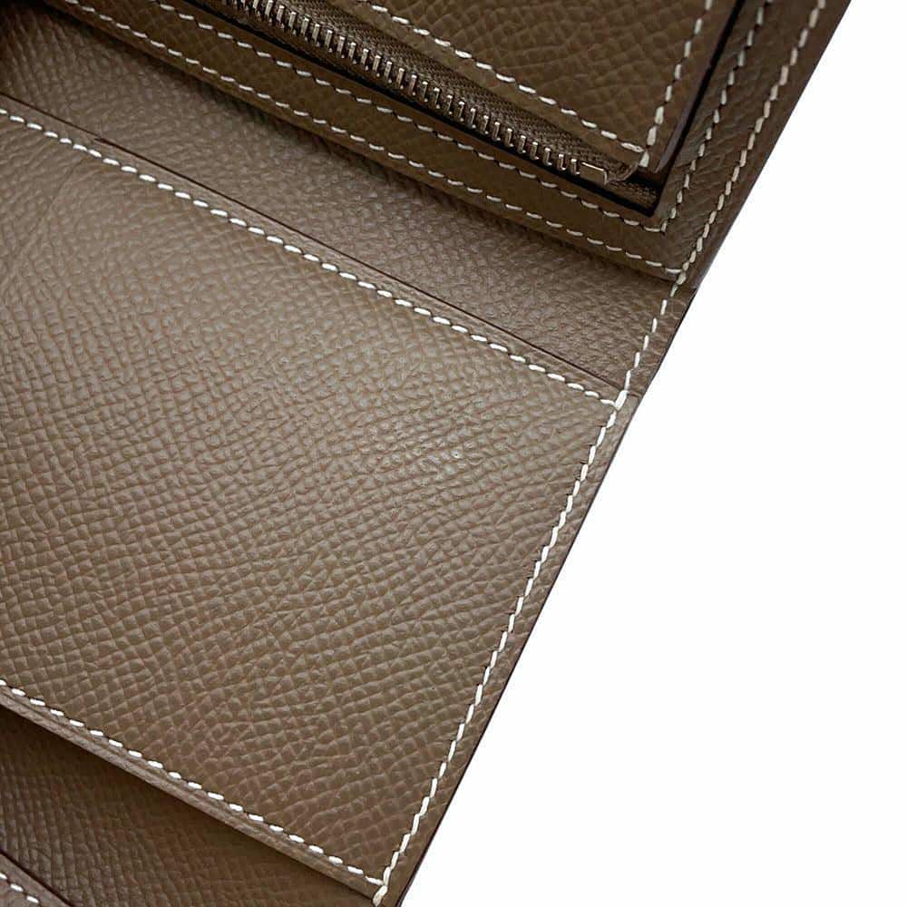エルメス 三つ折り財布 ベアンコンビネ エトゥープ/シルバー金具 エプソン Z刻印 財布