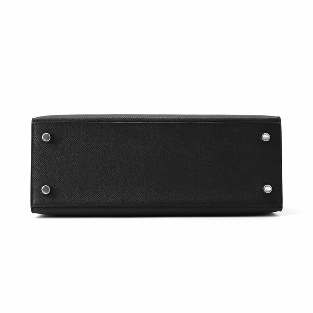 エルメス ハンドバッグ ケリー25 外縫い ブラック/シルバー金具 エプソン K刻印 HERMES Kelly 2wayバッグ