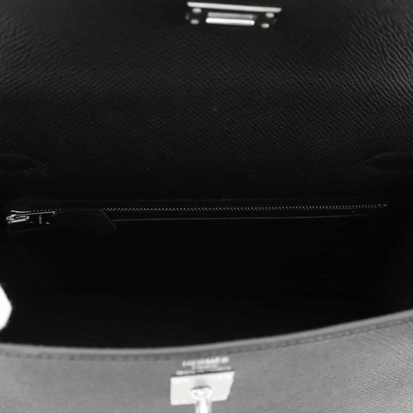 エルメス ハンドバッグ ケリー25 外縫い ブラック/シルバー金具 エプソン K刻印 HERMES Kelly 2wayバッグ