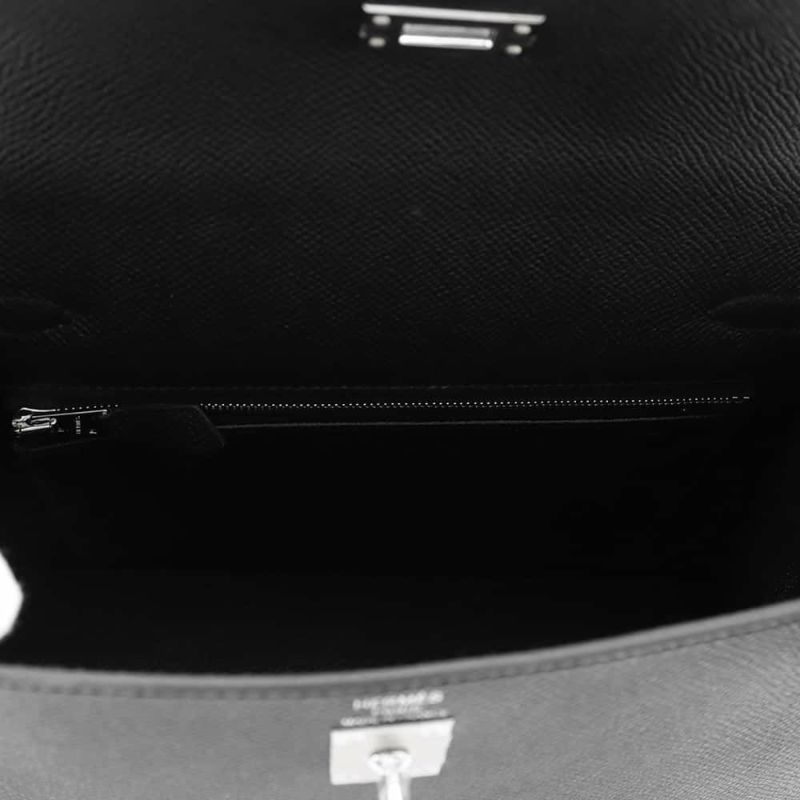 エルメス ハンドバッグ ケリー25 外縫い ブラック/シルバー金具 エプソン K刻印 HERMES Kelly 2wayバッグ