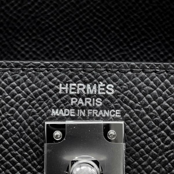 エルメス ハンドバッグ ケリー25 外縫い ブラック/シルバー金具 エプソン K刻印 HERMES Kelly 2wayバッグ