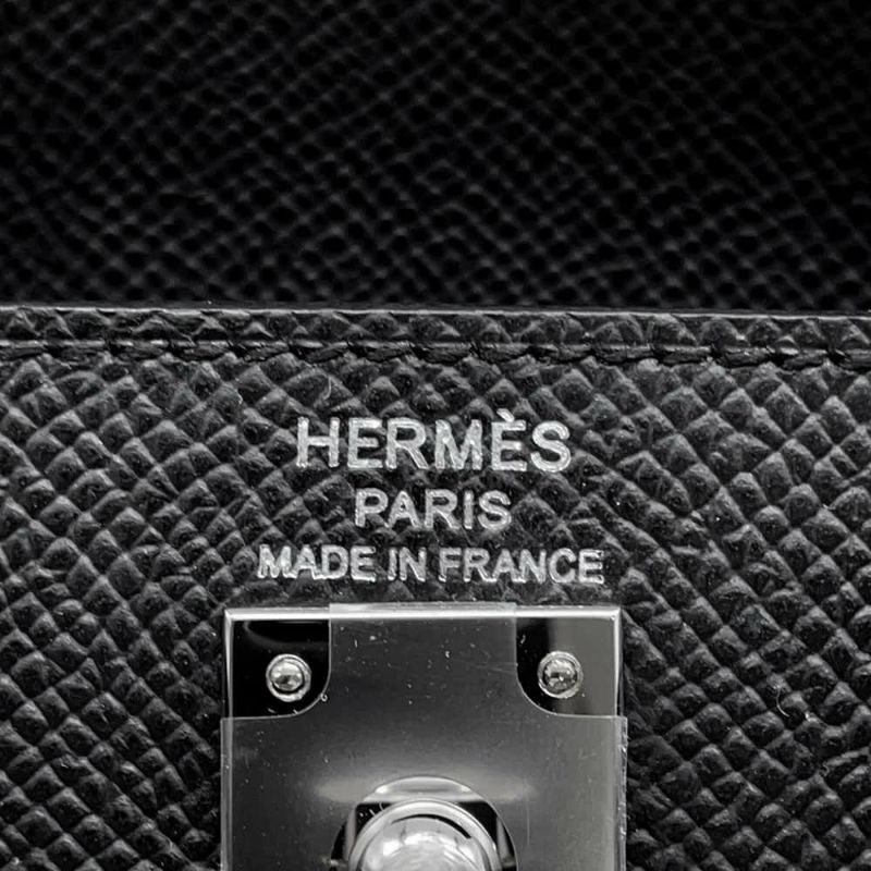 エルメス ハンドバッグ ケリー25 外縫い ブラック/シルバー金具 エプソン K刻印 HERMES Kelly 2wayバッグ