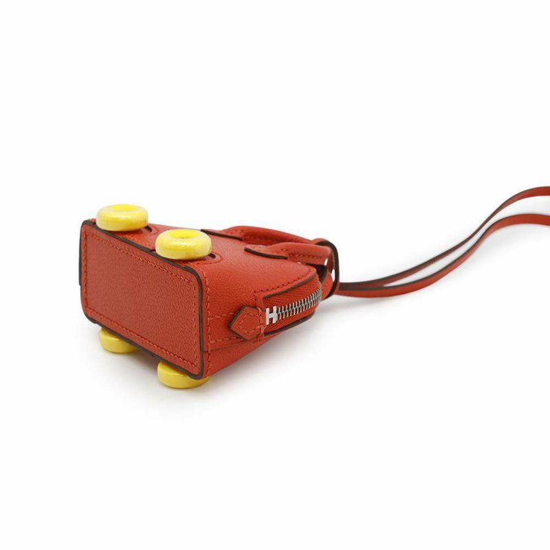 エルメス バッグチャーム ボリード・オン・ホイールズ カプシーヌ/ジョーヌシトロン/シルバー金具 シェブルミゾル B刻印 チャーム