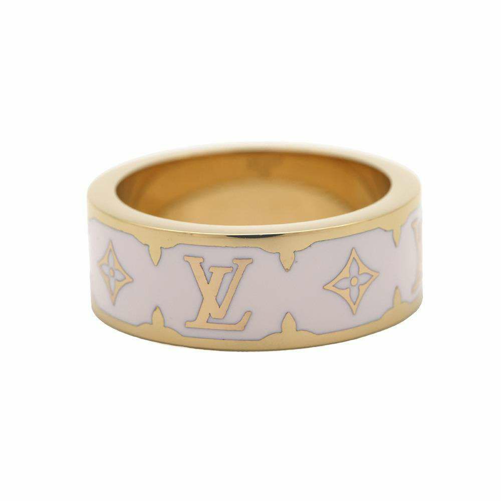 ルイヴィトン リング モノグラム パターン リング ナノ グラム エナメル GP リングサイズM M1565M 指輪