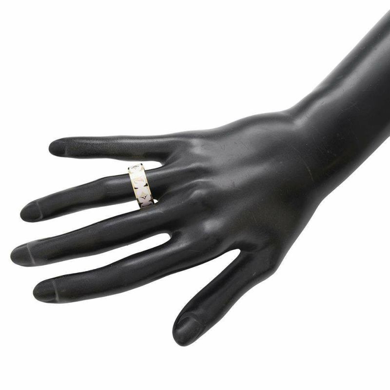 ルイヴィトン リング モノグラム パターン リング ナノ グラム エナメル GP リングサイズM M1565M 指輪