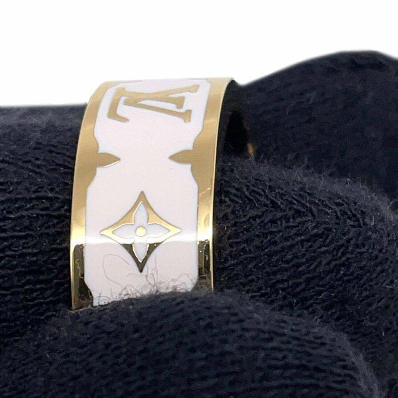 ルイヴィトン リング モノグラム パターン リング ナノ グラム エナメル GP リングサイズM M1565M 指輪