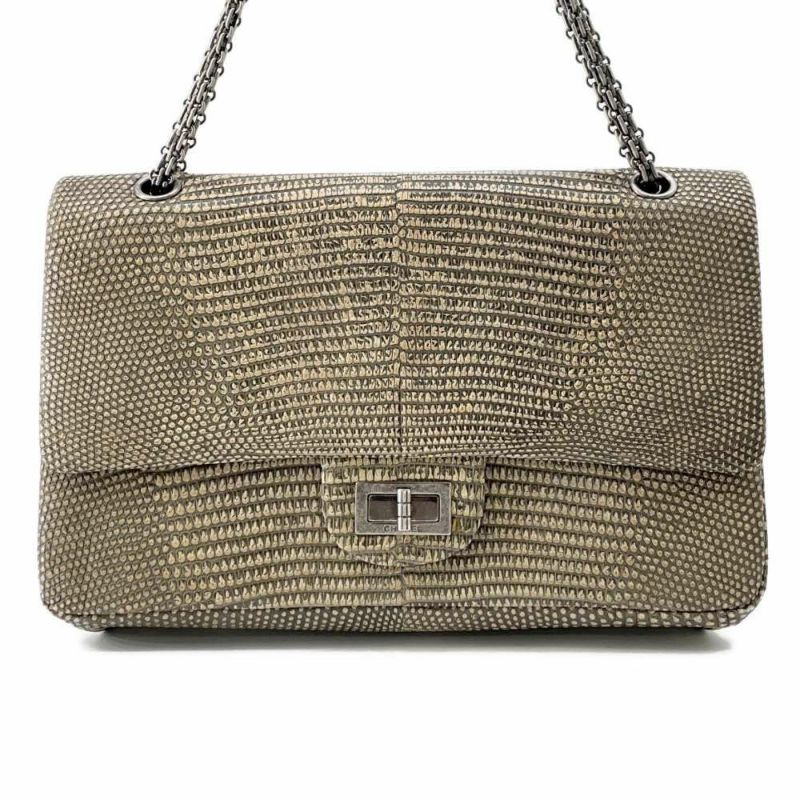 シャネル チェーンショルダーバッグ 2.55 ダブルフラップ リザード CHANEL 2way