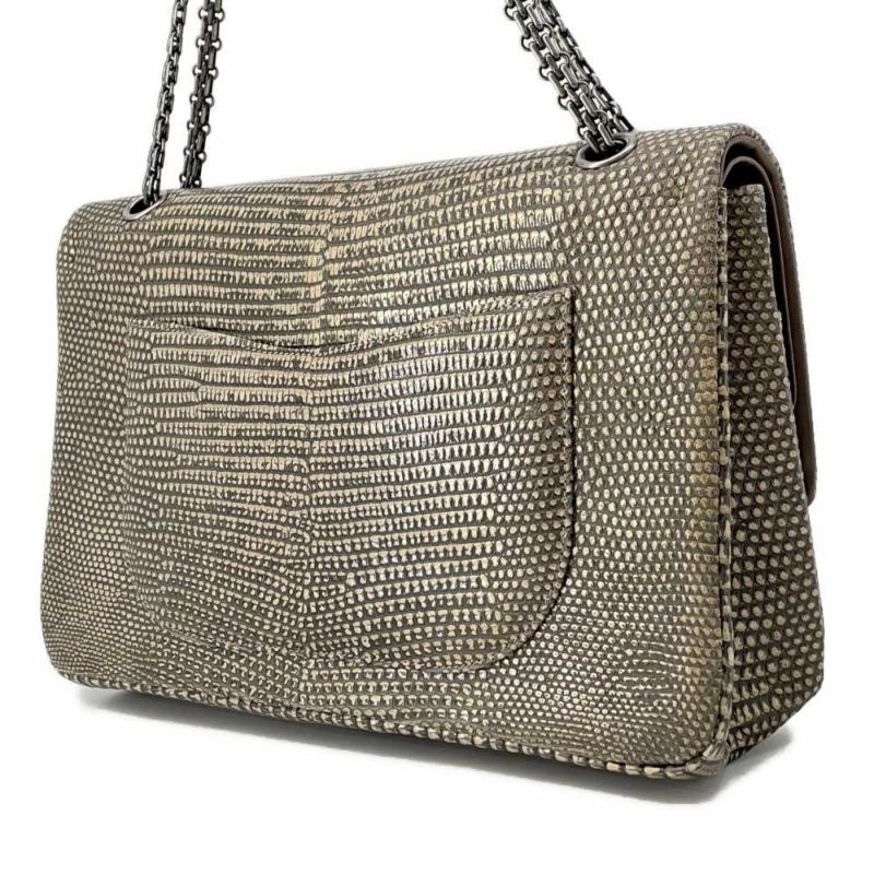 シャネル チェーンショルダーバッグ 2.55 ダブルフラップ リザード CHANEL 2way