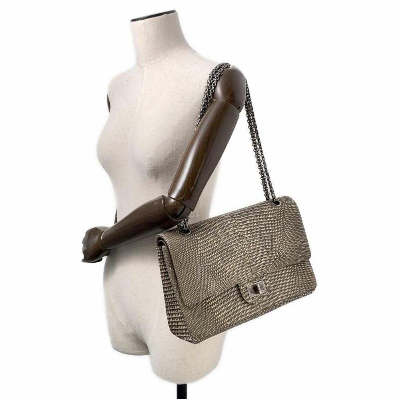 シャネル チェーンショルダーバッグ 2.55 ダブルフラップ リザード CHANEL 2way