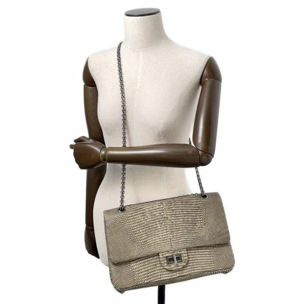 シャネル チェーンショルダーバッグ 2.55 ダブルフラップ リザード CHANEL 2way