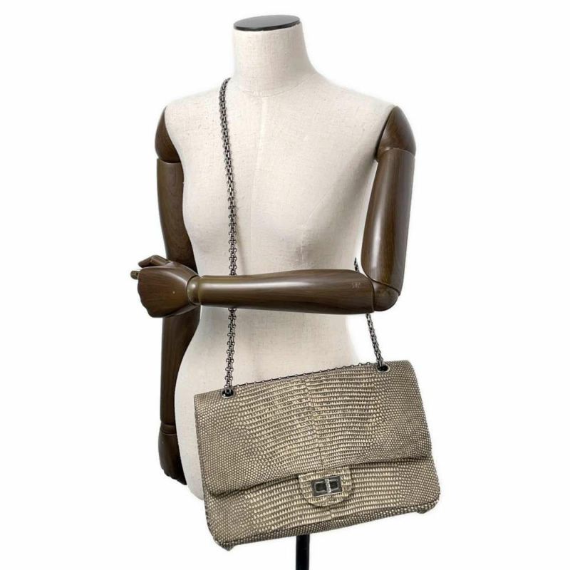 シャネル チェーンショルダーバッグ 2.55 ダブルフラップ リザード CHANEL 2way