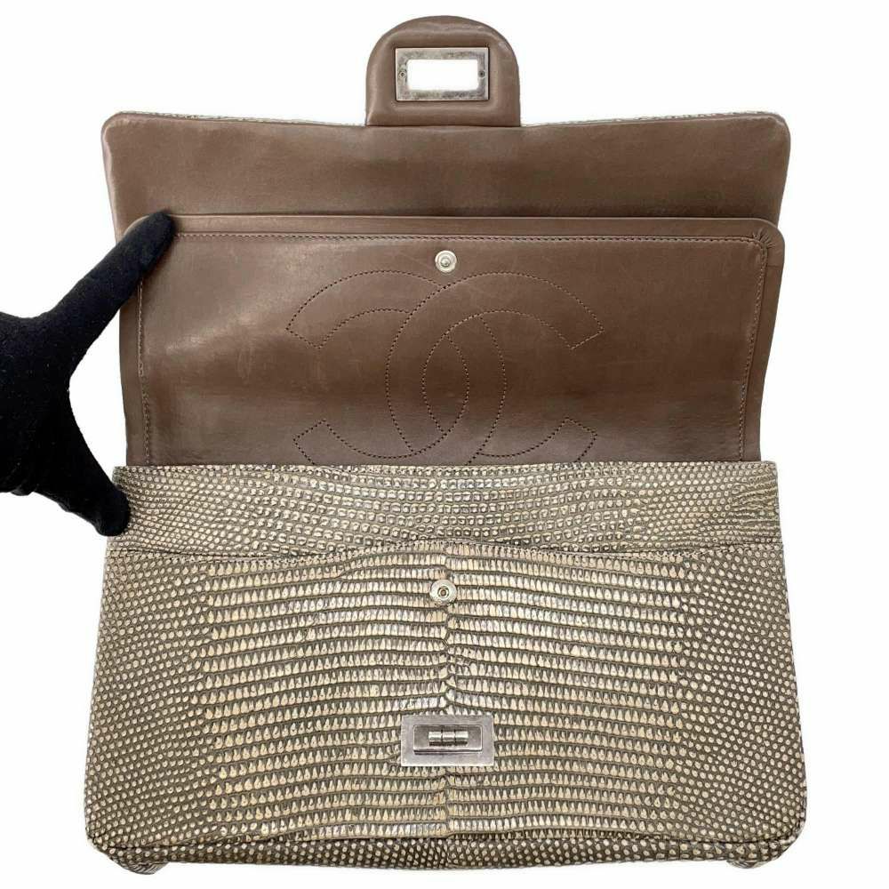 シャネル チェーンショルダーバッグ 2.55 ダブルフラップ リザード CHANEL 2way