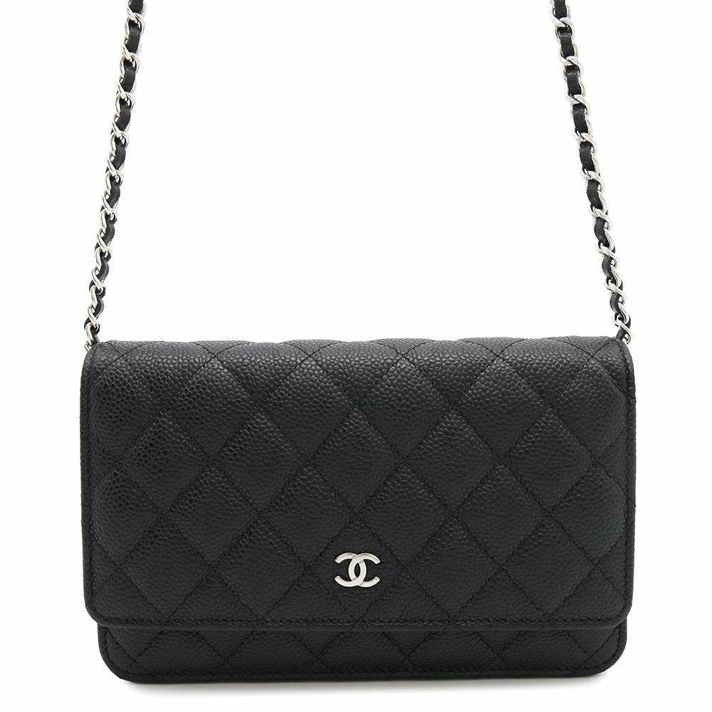 シャネル チェーンウォレット クラシック マトラッセ ココマーク キャビアスキン AP0250 CHANEL 財布 ブラック 黒