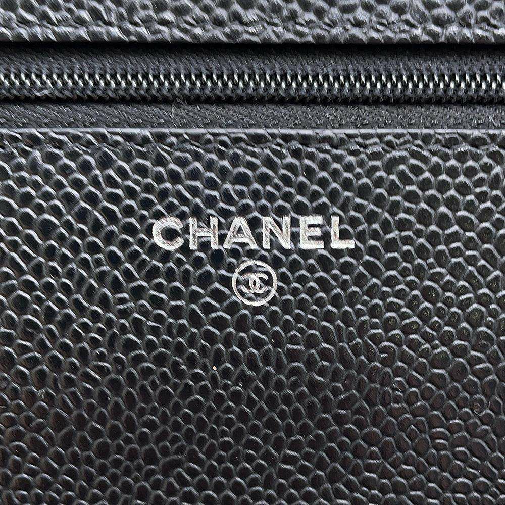 シャネル チェーンウォレット クラシック マトラッセ ココマーク キャビアスキン AP0250 CHANEL 財布 ブラック 黒