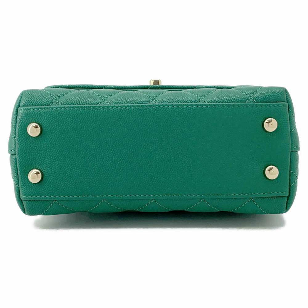 シャネル ハンドバッグ ココマーク トップハンドル ミニ フラップ キャビアスキン AS2215 CHANEL 2wayショルダーバッグ