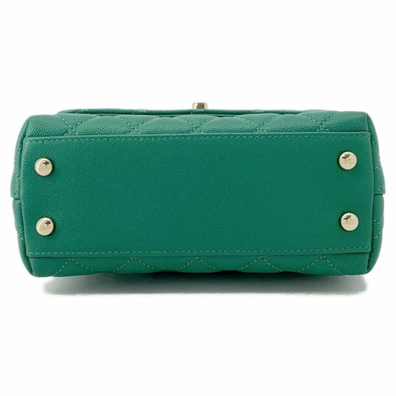 シャネル ハンドバッグ ココマーク トップハンドル ミニ フラップ キャビアスキン AS2215 CHANEL 2wayショルダーバッグ