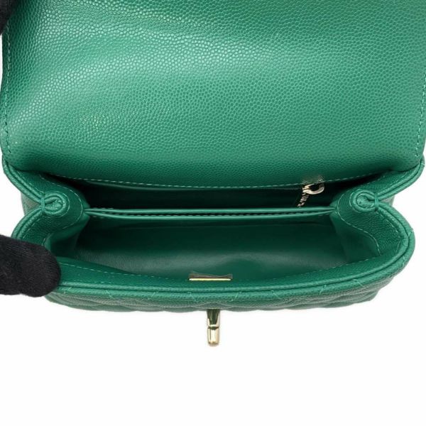 シャネル ハンドバッグ ココマーク トップハンドル ミニ フラップ キャビアスキン AS2215 CHANEL 2wayショルダーバッグ