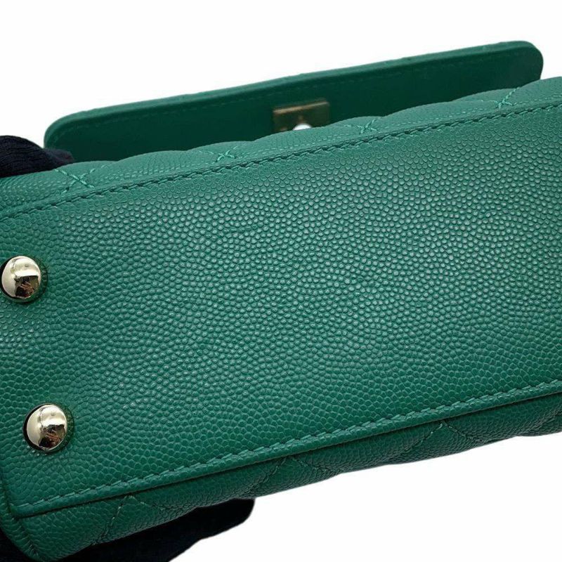 シャネル ハンドバッグ ココマーク トップハンドル ミニ フラップ キャビアスキン AS2215 CHANEL 2wayショルダーバッグ