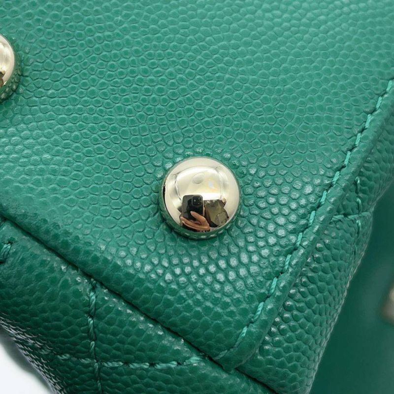 シャネル ハンドバッグ ココマーク トップハンドル ミニ フラップ キャビアスキン AS2215 CHANEL 2wayショルダーバッグ