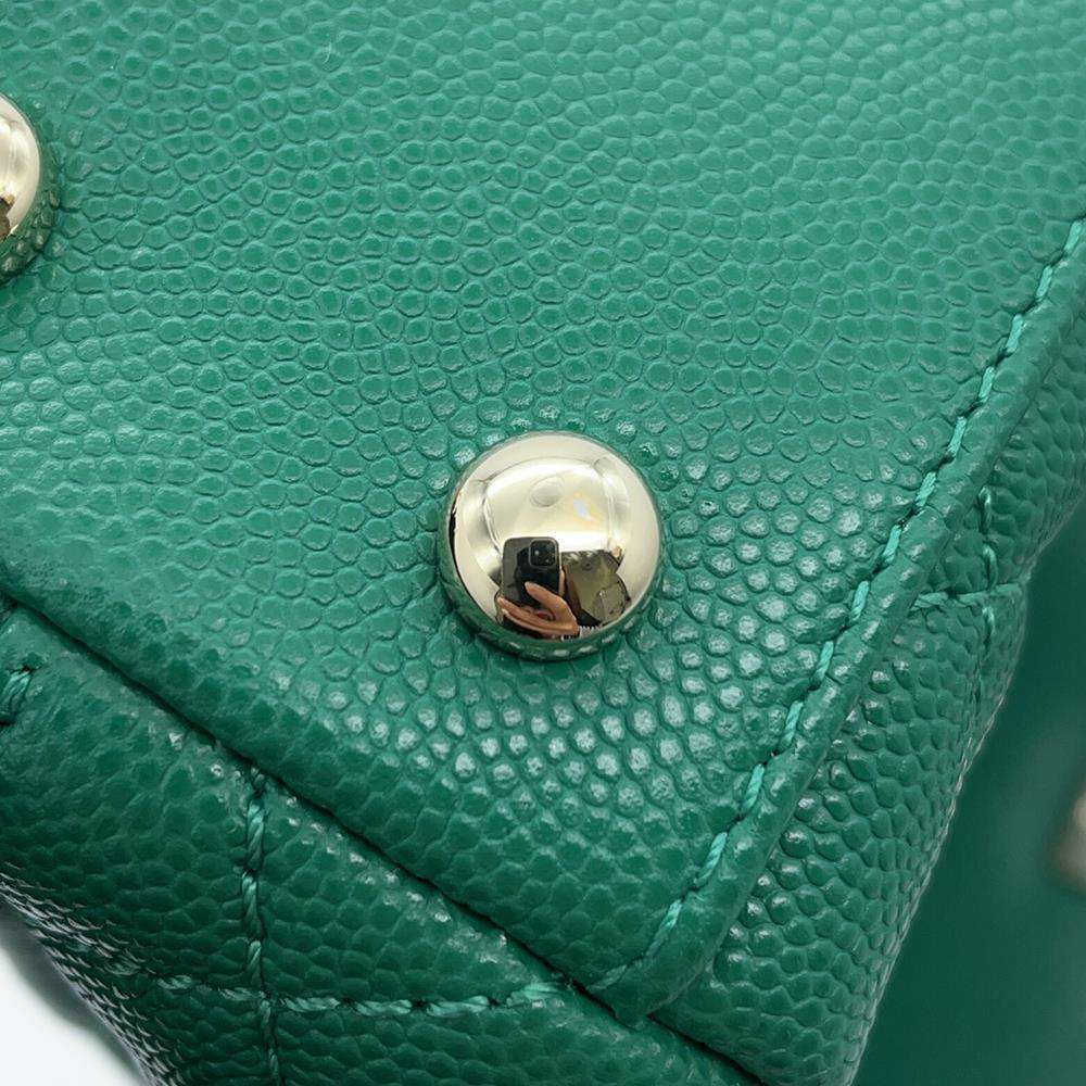 シャネル ハンドバッグ ココマーク トップハンドル ミニ フラップ キャビアスキン AS2215 CHANEL 2wayショルダーバッグ