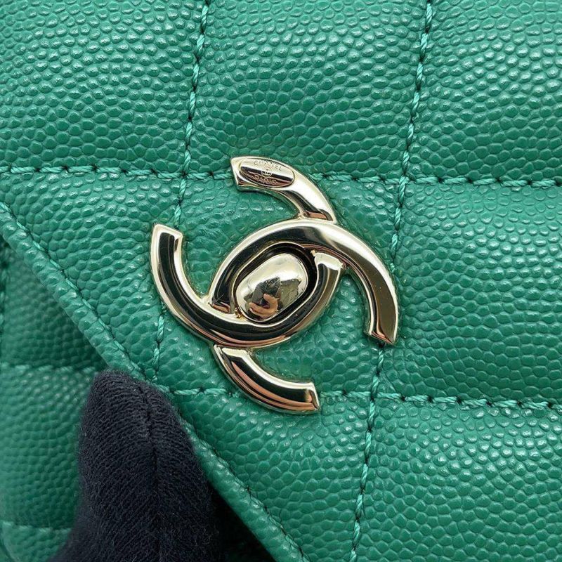 シャネル ハンドバッグ ココマーク トップハンドル ミニ フラップ キャビアスキン AS2215 CHANEL 2wayショルダーバッグ