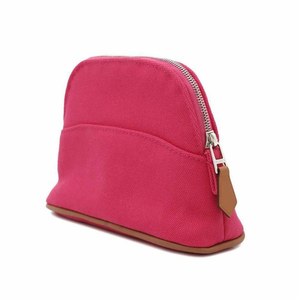 エルメス ポーチ ボリードポーチ ミニミニ オランジュ ハイビスカス/シルバー金具 キャンバス HERMES 化粧ポーチ 小物入れ