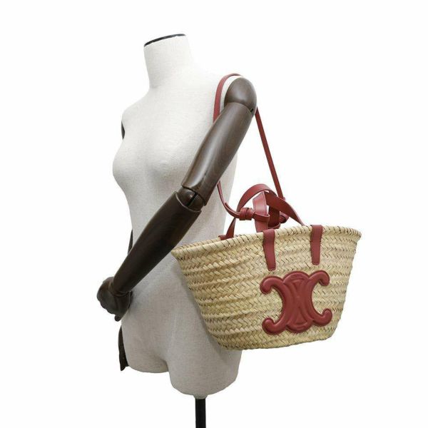 セリーヌ ハンドバッグ ティーン トリオンフ クラシック パニエ ラフィア 194002CGG CELINE 2wayショルダーバッグ かごバッグ