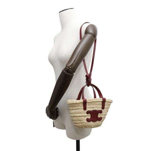セリーヌ ハンドバッグ トリオンフ ミニ パニエ ラフィア CELINE 2wayショルダーバッグ かごバッグ セール品