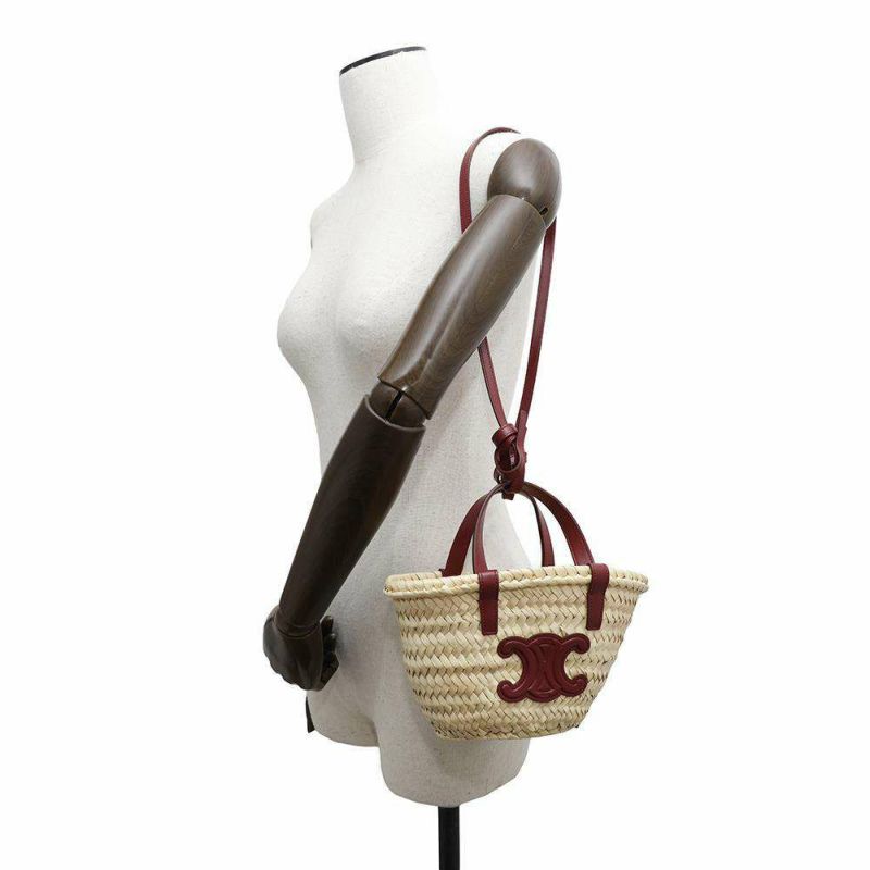 セリーヌ ハンドバッグ トリオンフ ミニ パニエ ラフィア CELINE 2wayショルダーバッグ かごバッグ セール品