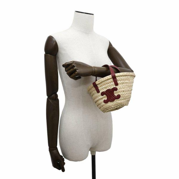 セリーヌ ハンドバッグ トリオンフ ミニ パニエ ラフィア CELINE 2wayショルダーバッグ かごバッグ セール品