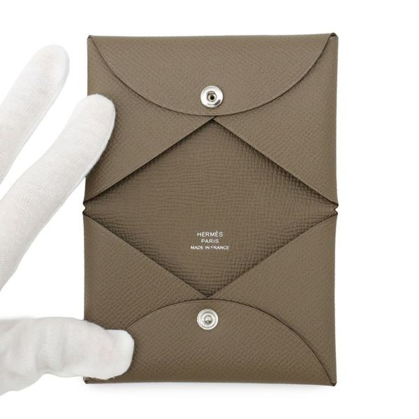 エルメス カードケース カルヴィ エトゥープ エプソン W刻印 HERMES 名刺入れ