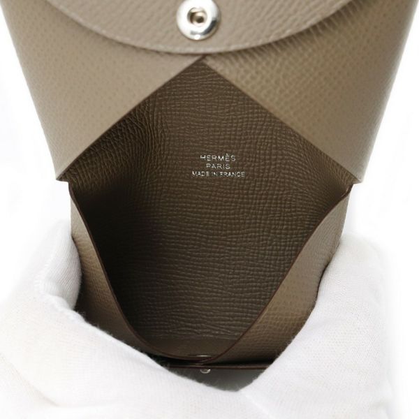 エルメス カードケース カルヴィ エトゥープ エプソン W刻印 HERMES 名刺入れ
