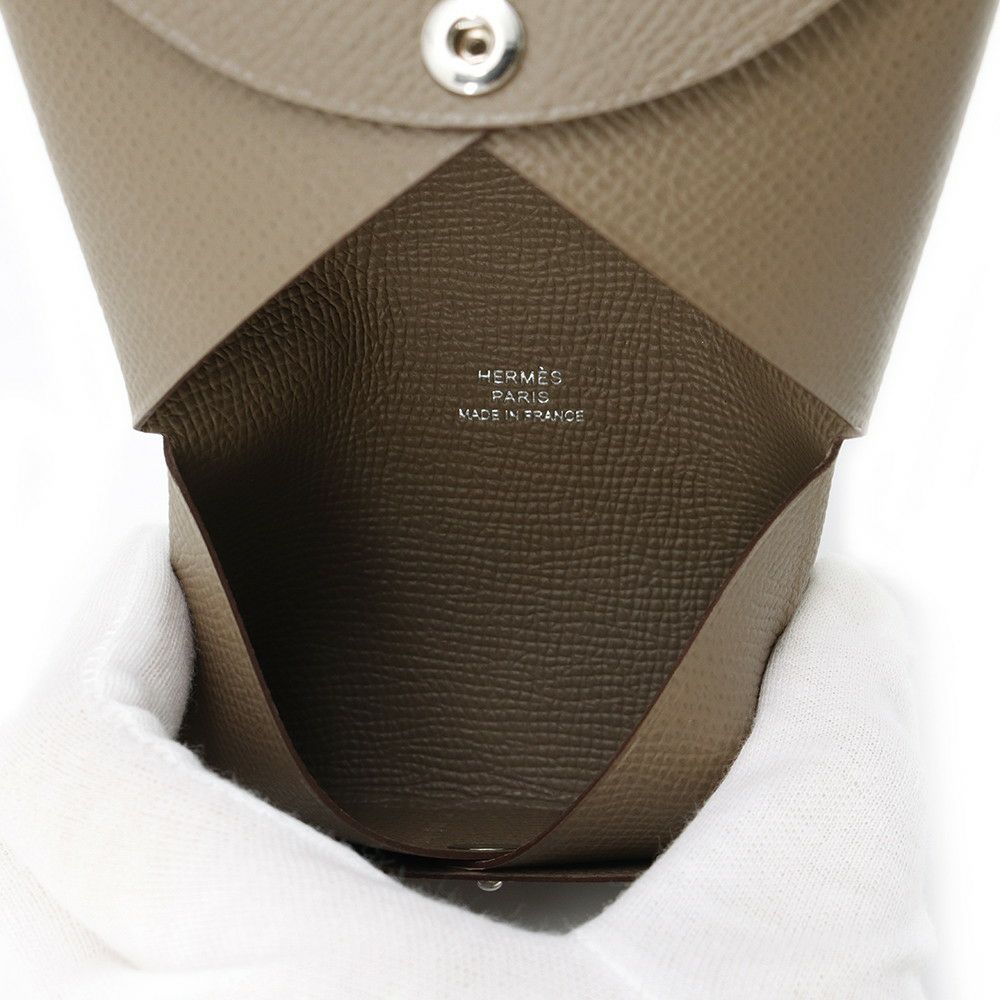 エルメス カードケース カルヴィ エトゥープ エプソン W刻印 HERMES 名刺入れ