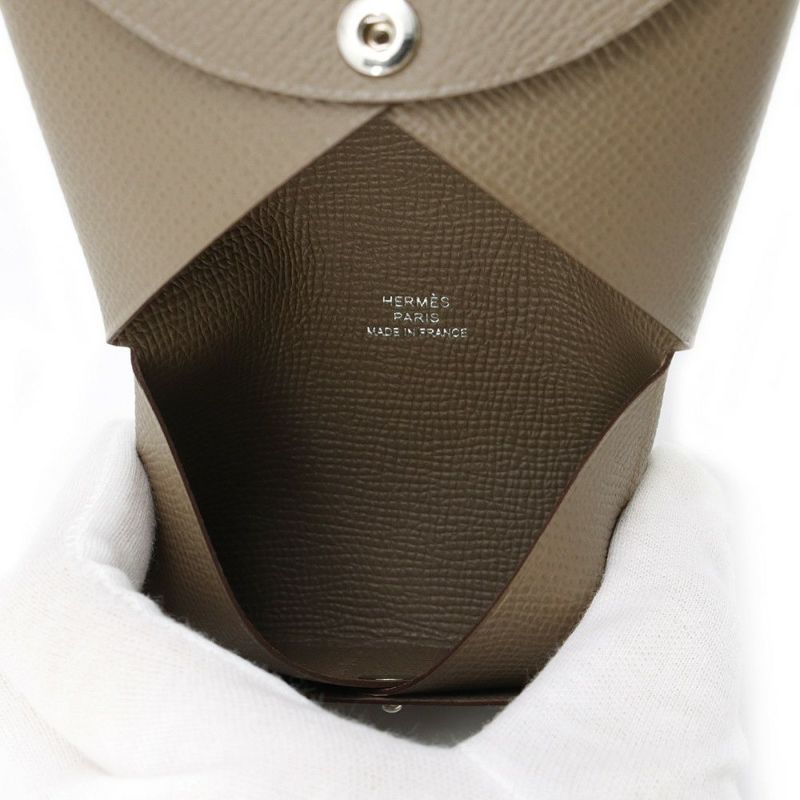 エルメス カードケース カルヴィ エトゥープ エプソン W刻印 HERMES 名刺入れ