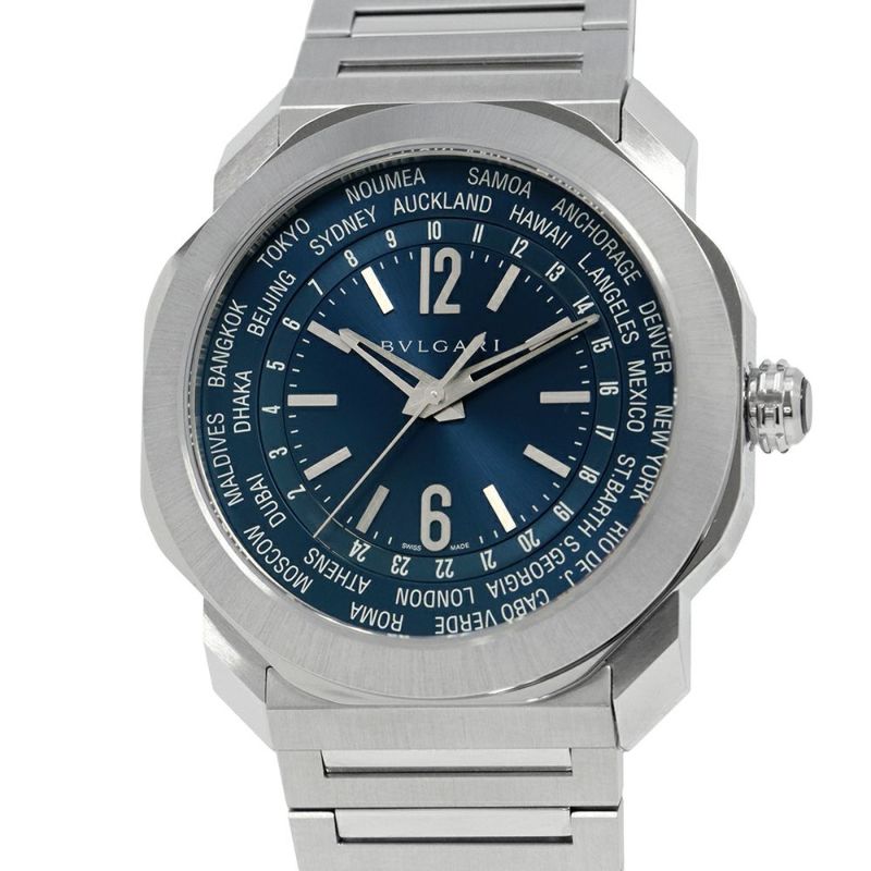 ブルガリ オクト ローマ ウォッチ ワールドタイマー 103481 BVLGARI 腕時計 ブルー文字盤