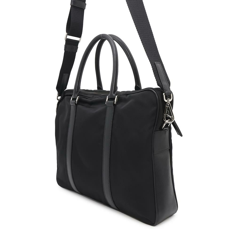プラダ ビジネスバッグ サフィアーノレザー ナイロン VA0871 PRADA 2wayショルダーバッグ ブリーフケース 黒
