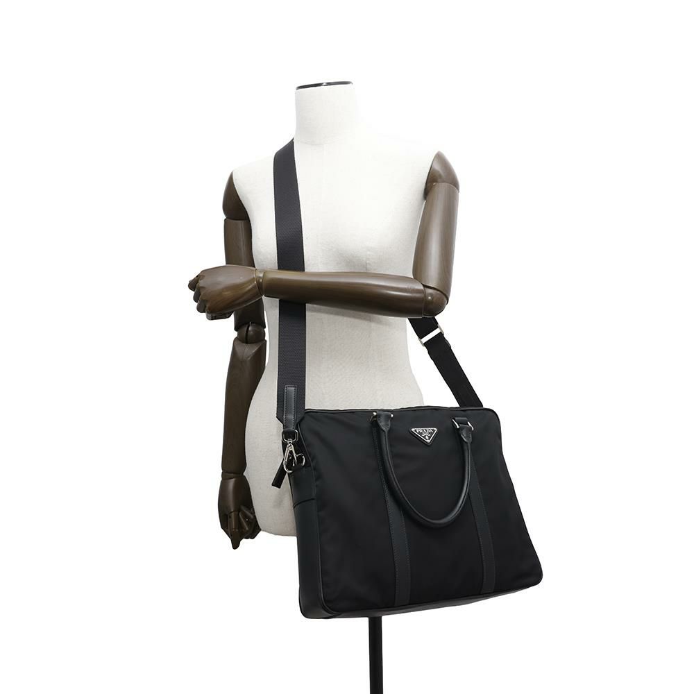 プラダ ビジネスバッグ サフィアーノレザー ナイロン VA0871 PRADA 2wayショルダーバッグ ブリーフケース 黒