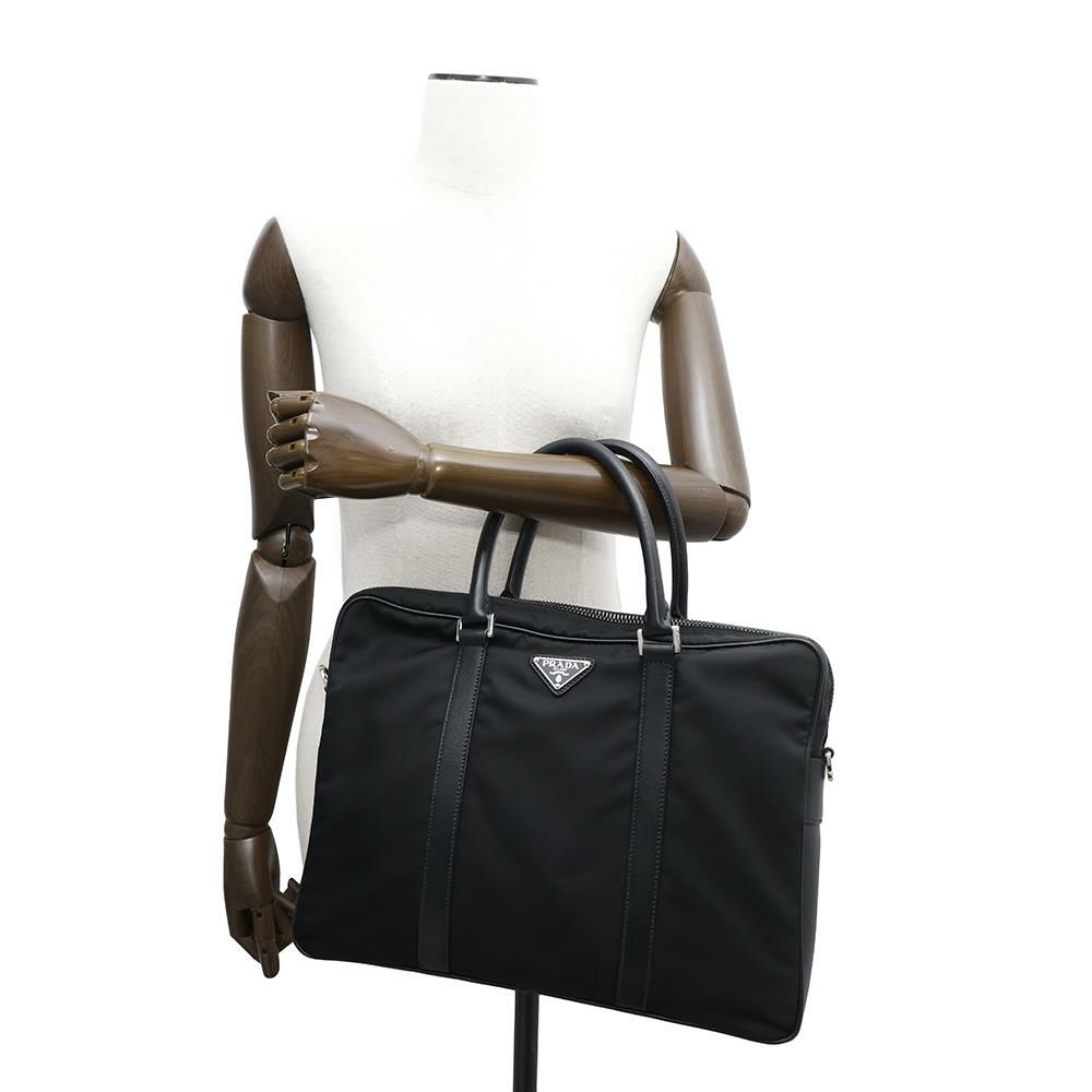 プラダ ビジネスバッグ サフィアーノレザー ナイロン VA0871 PRADA 2wayショルダーバッグ ブリーフケース 黒