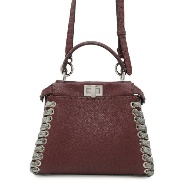 フェンディ ハンドバッグ ミニ ピーカブー セレリア レザー パイソン 8BN244 FENDI バッグ 2wayショルダーバッグ