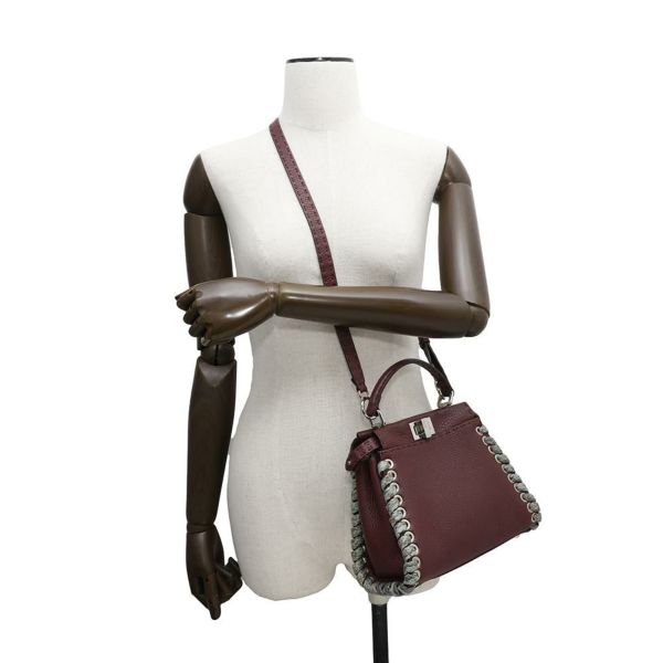 フェンディ ハンドバッグ ミニ ピーカブー セレリア レザー パイソン 8BN244 FENDI バッグ 2wayショルダーバッグ