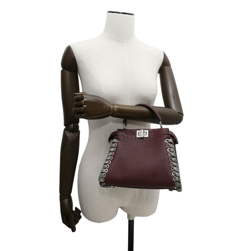 フェンディ ハンドバッグ ミニ ピーカブー セレリア レザー パイソン 8BN244 FENDI バッグ 2wayショルダーバッグ