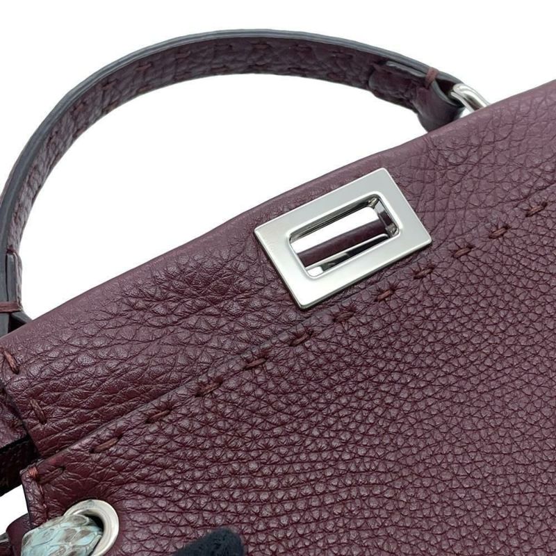 フェンディ ハンドバッグ ミニ ピーカブー セレリア レザー パイソン 8BN244 FENDI バッグ 2wayショルダーバッグ