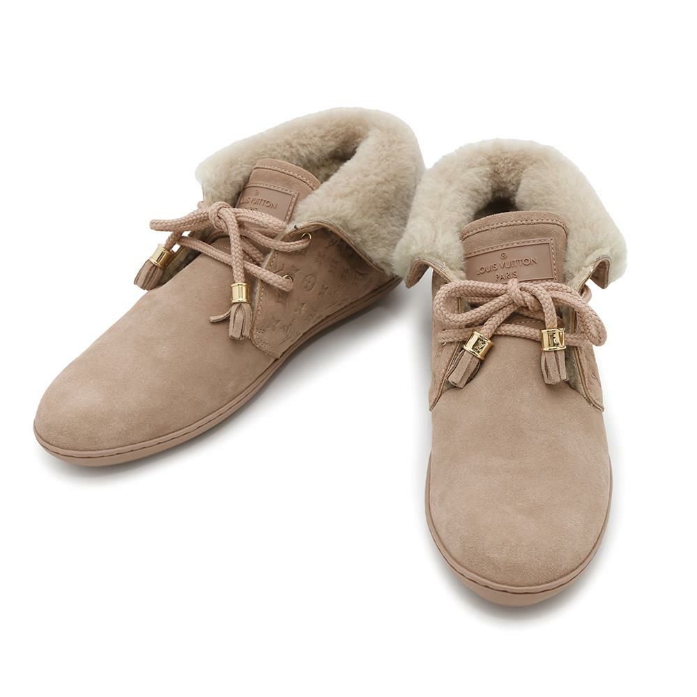 ルイヴィトン スニーカー モノグラムレースアップシューズ ムートン スエード レディースサイズ37 1/2 LOUIS VUITTON 靴