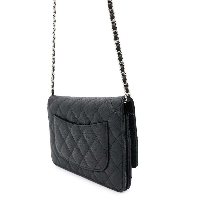 シャネル チェーンウォレット マトラッセ ココマーク キャビアスキン キルティング A33814 CHANEL 財布 黒