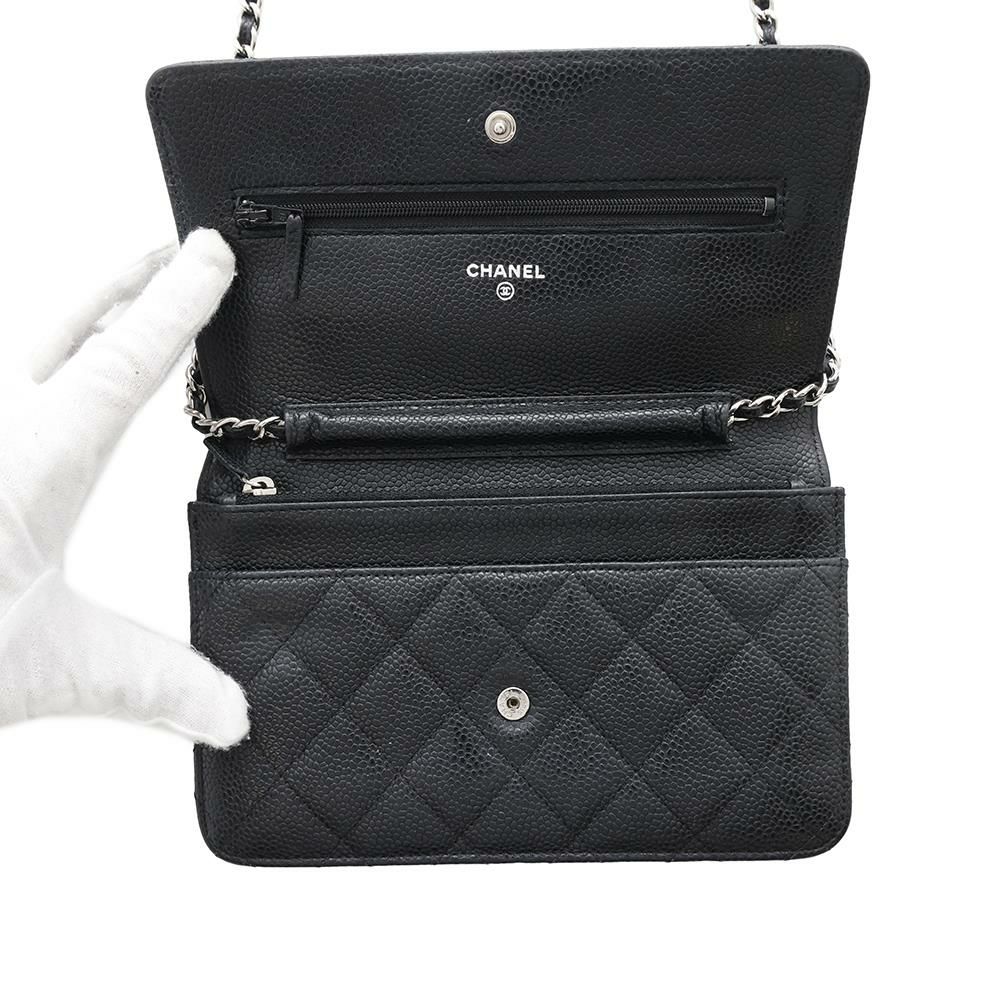 シャネル チェーンウォレット マトラッセ ココマーク キャビアスキン キルティング A33814 CHANEL 財布 黒