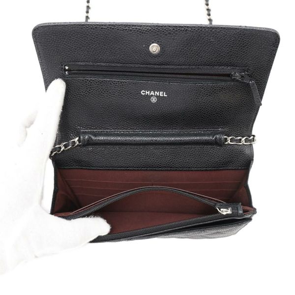 シャネル チェーンウォレット マトラッセ ココマーク キャビアスキン キルティング A33814 CHANEL 財布 黒