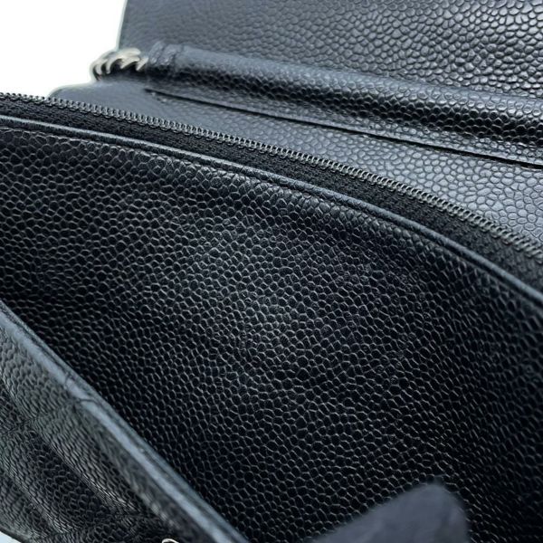 シャネル チェーンウォレット マトラッセ ココマーク キャビアスキン キルティング A33814 CHANEL 財布 黒